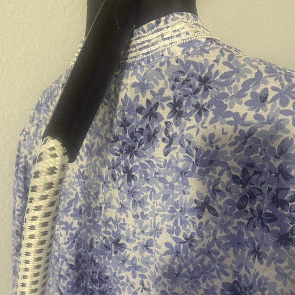 Charter Club Floral Lace Blouse - Blue and White - Picture 4 of 4